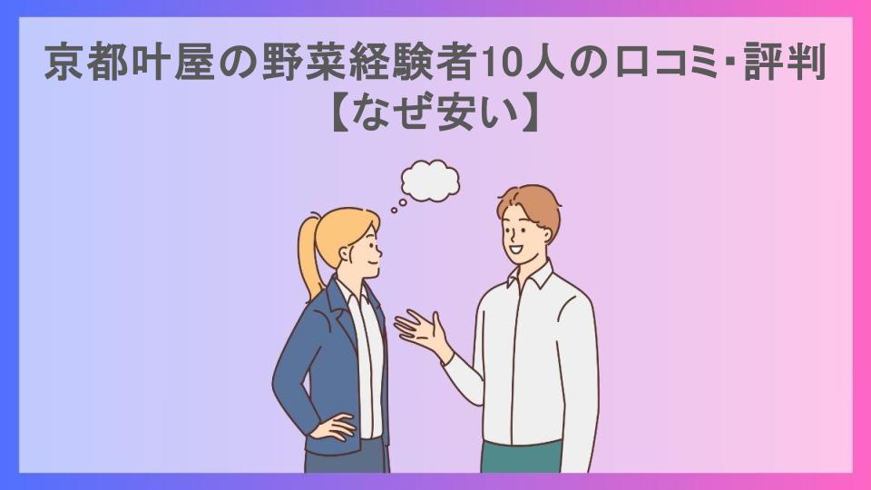 京都叶屋の野菜経験者10人の口コミ・評判【なぜ安い】